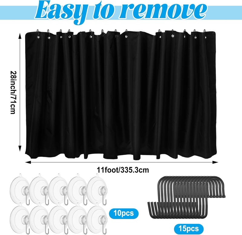 Datanly 28 Inch Long 11 ft Wide Car Privacy Divider Curtains Rv Window Curtains Blackout Shades with Storage Bag and 10 Suction Hooks Rv Sunshade Covers Screens for Sleeping Camping Traveling Accessories - Image 2